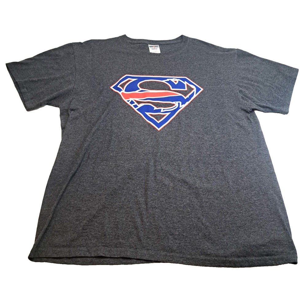 Buffalo Bills Superman Logo Shield T-shirt Mens L Football Fan Gear Gray